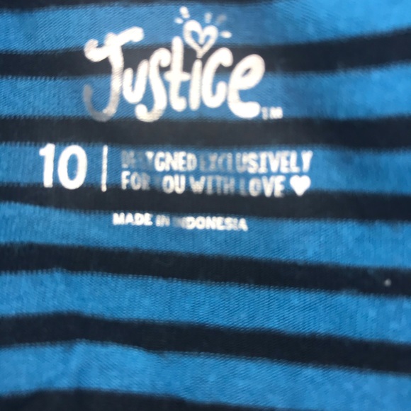 Justice Long sleeved blue and black pinstripe top - Picture 4 of 5